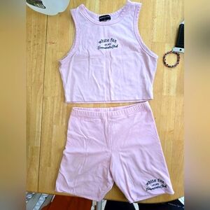 White Fox 2 peice set baby pink Small